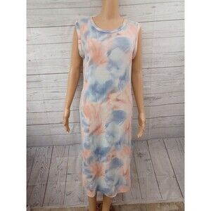 Now N Forever boutique maxi dress Sleeveless tie dye blue orange sz L NWT